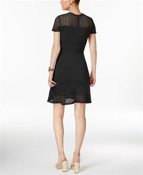 Michael Michael Kors Lace Mesh Fit & Flare Dress 